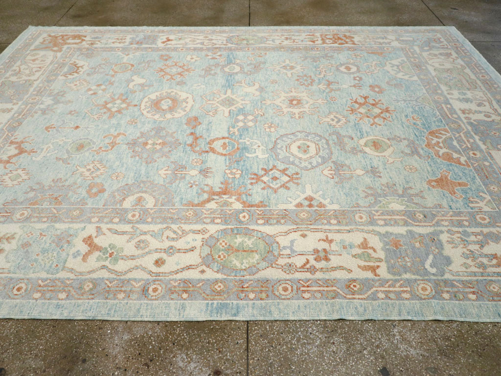 Contemporary Turkish Oushak Room Size Carpet, No.30979 - Gss