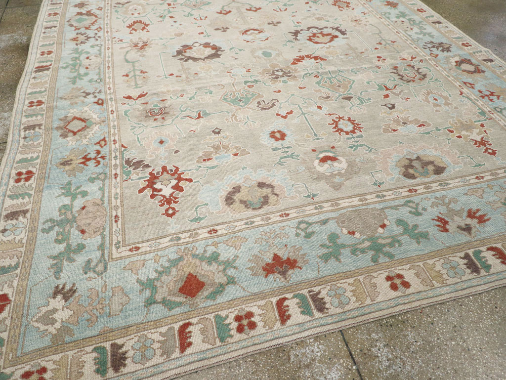 Contemporary Turkish Oushak Room Size Carpet, No.31013 - Gss