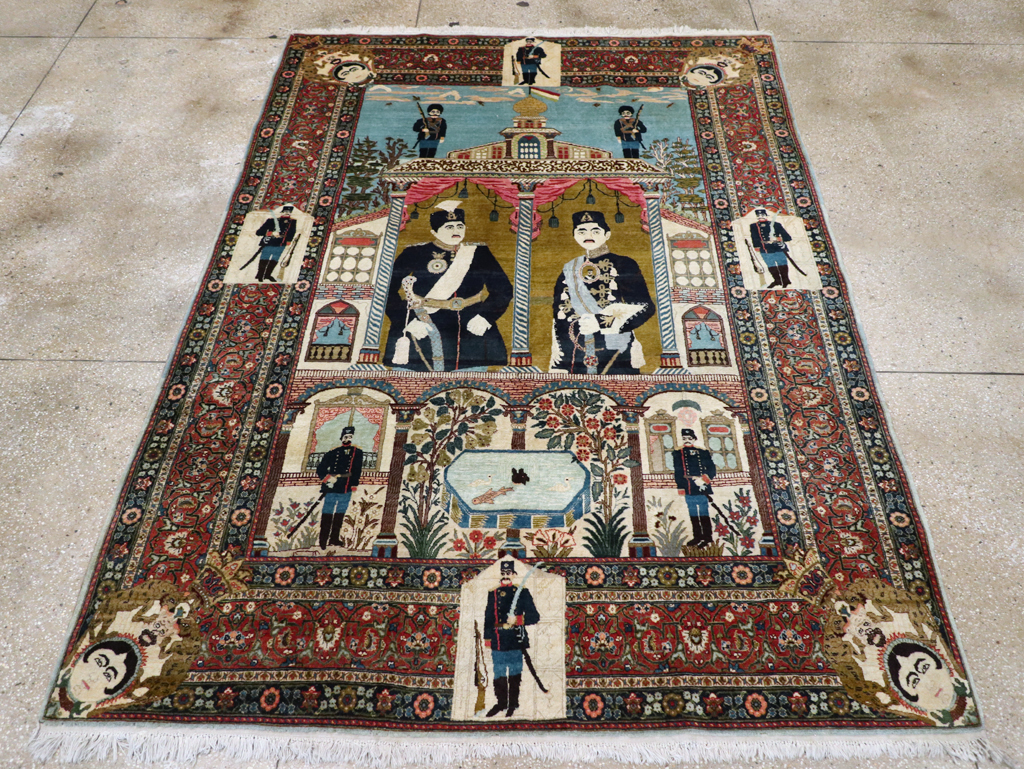 Antique Persian Pictorial Tabriz Rug, No.31017 - Gss