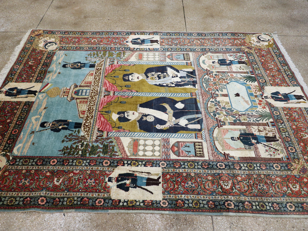 Antique Persian Pictorial Tabriz Rug, No.31017 - Gss