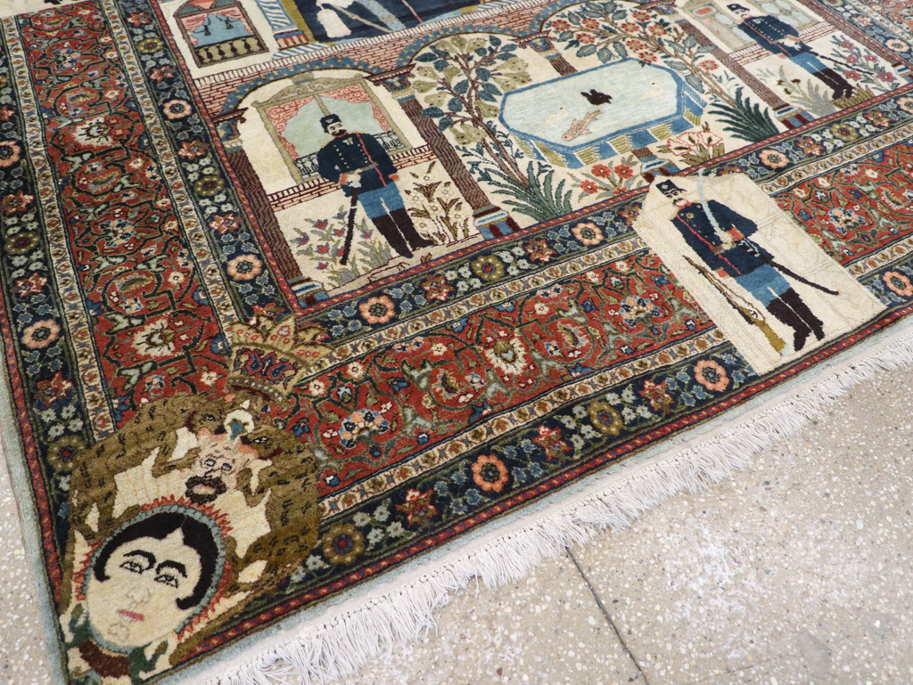 Antique Persian Pictorial Tabriz Rug, No.31017 - Gss