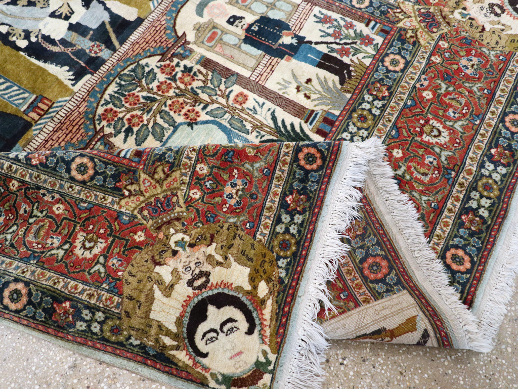 Antique Persian Pictorial Tabriz Rug, No.31017 - Gss
