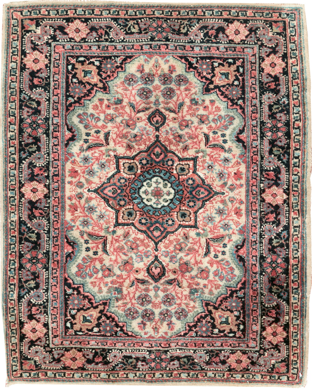 Vintage Persian Sarouk Throw Rug, No.31025 - Gss