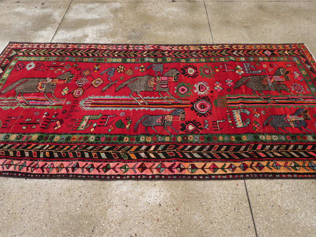 Vintage Caucasian Karabagh Pictorial Rug, No.31068 - Gss