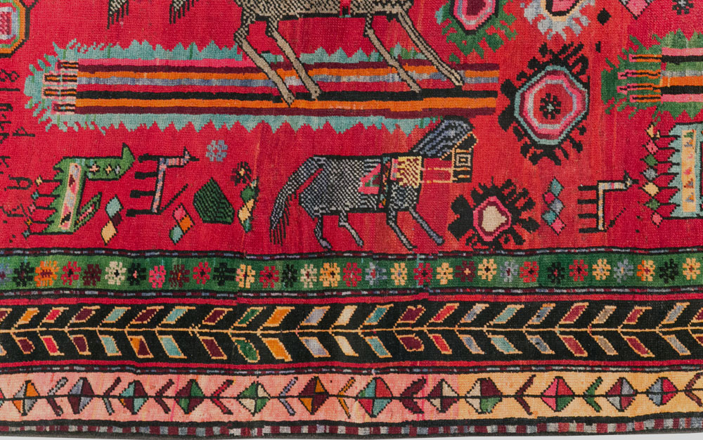 Vintage Caucasian Karabagh Pictorial Rug, No.31068 - Gss