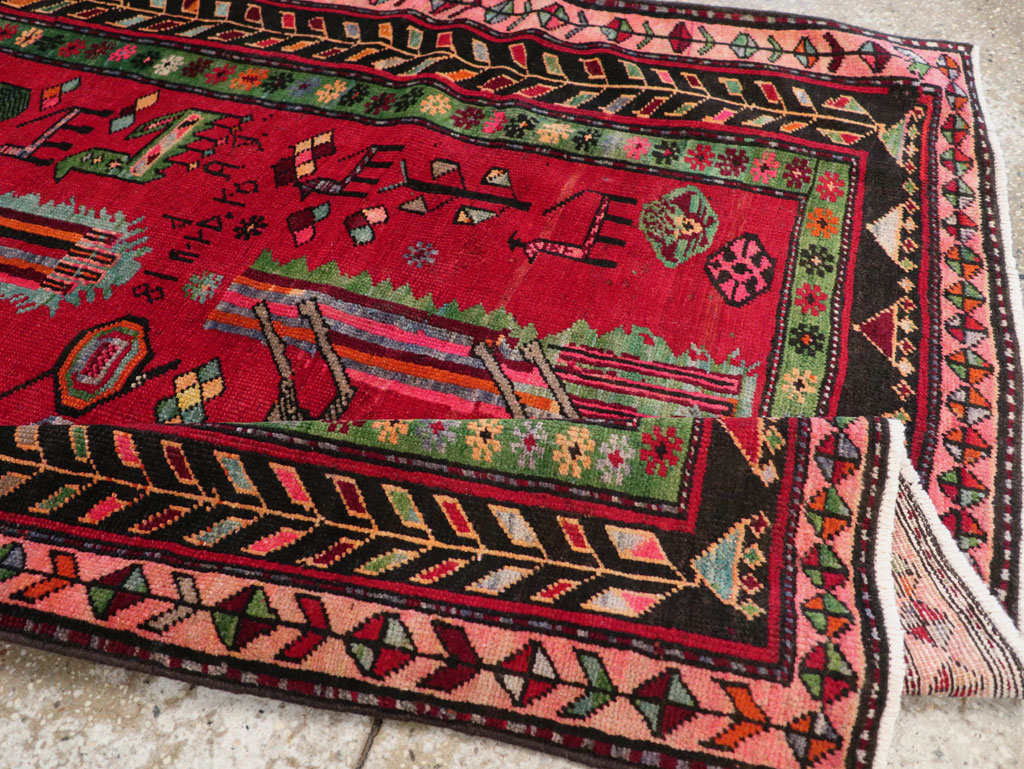 Vintage Caucasian Karabagh Pictorial Rug, No.31068 - Gss