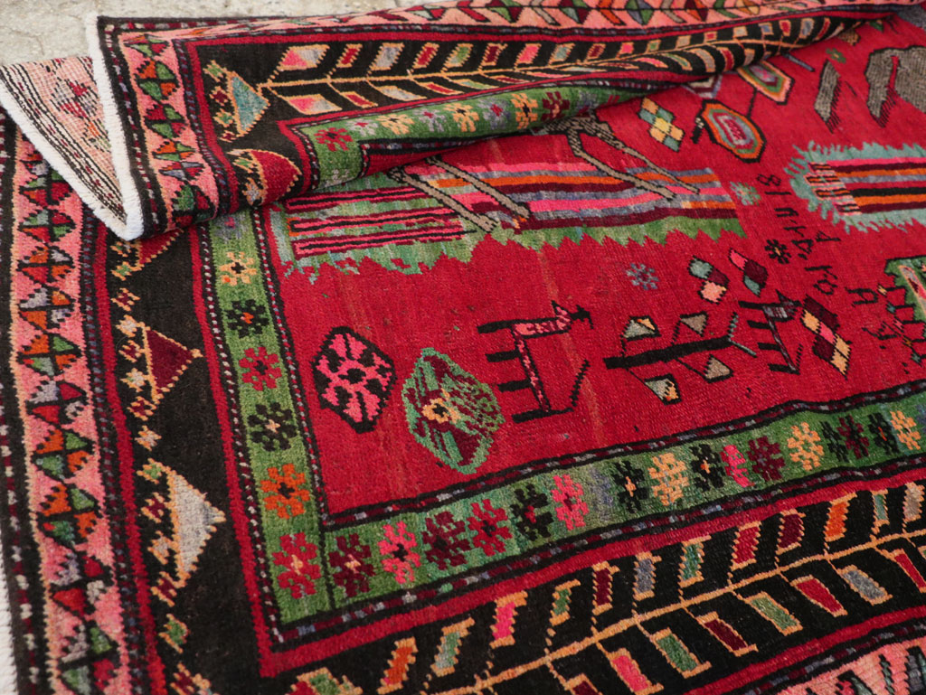 Vintage Caucasian Karabagh Pictorial Rug, No.31068 - Gss