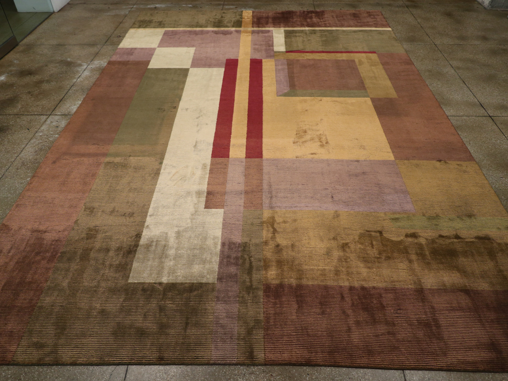Contemporary Indian Art Deco Style Large Room Size Carpet, No.31079 - Gss