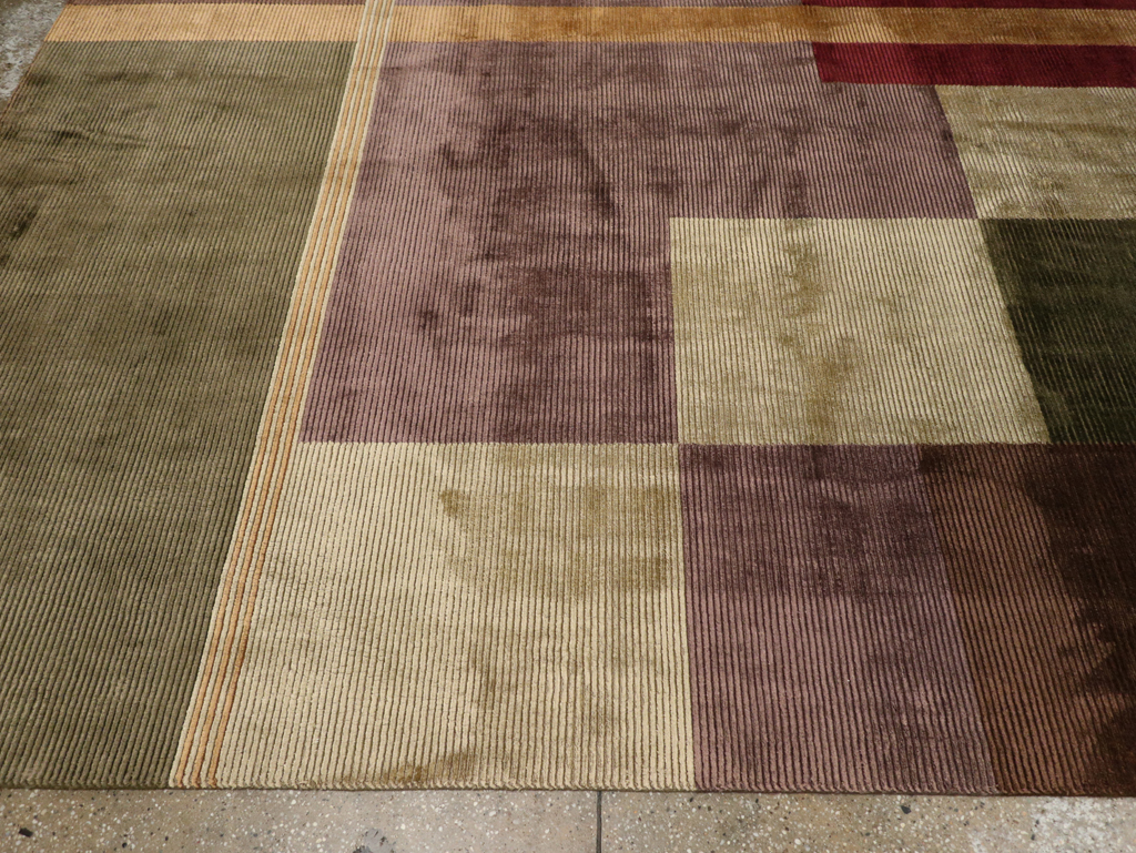 Contemporary Indian Art Deco Style Large Room Size Carpet, No.31079 - Gss