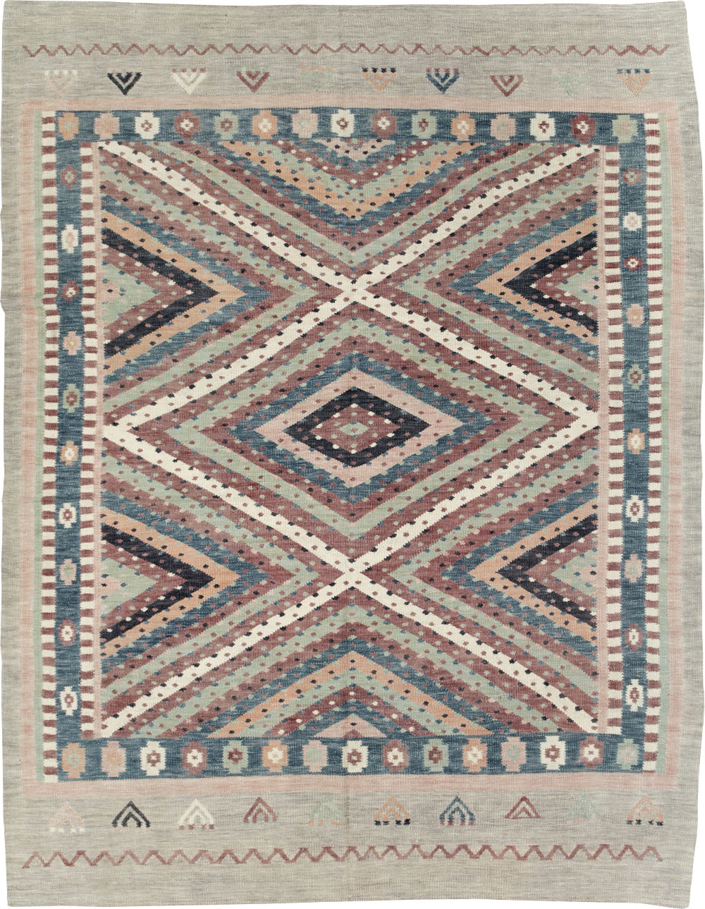 Modern Turkish Flatweave Kilim Room Size Carpet, No.31080 - Gss