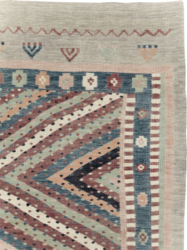 Modern Turkish Flatweave Kilim Room Size Carpet, No.31080 - Gss