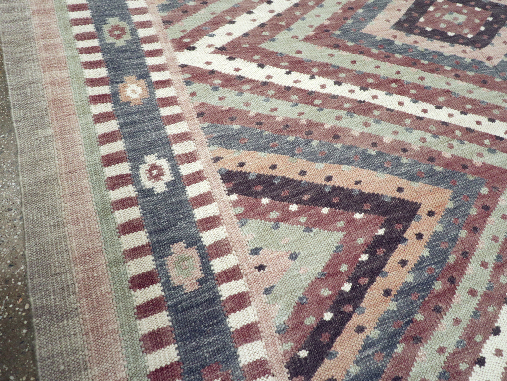 Modern Turkish Flatweave Kilim Room Size Carpet, No.31080 - Gss