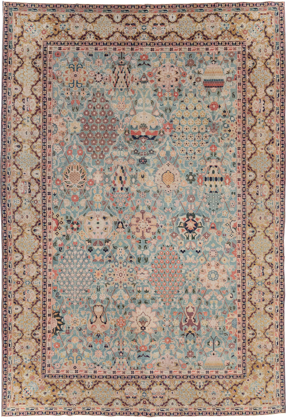 Vintage Persian Tabriz Small Room Size Carpet, No.31084 - Gss