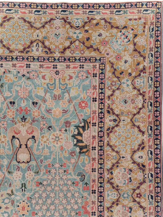 Vintage Persian Tabriz Small Room Size Carpet, No.31084 - Gss