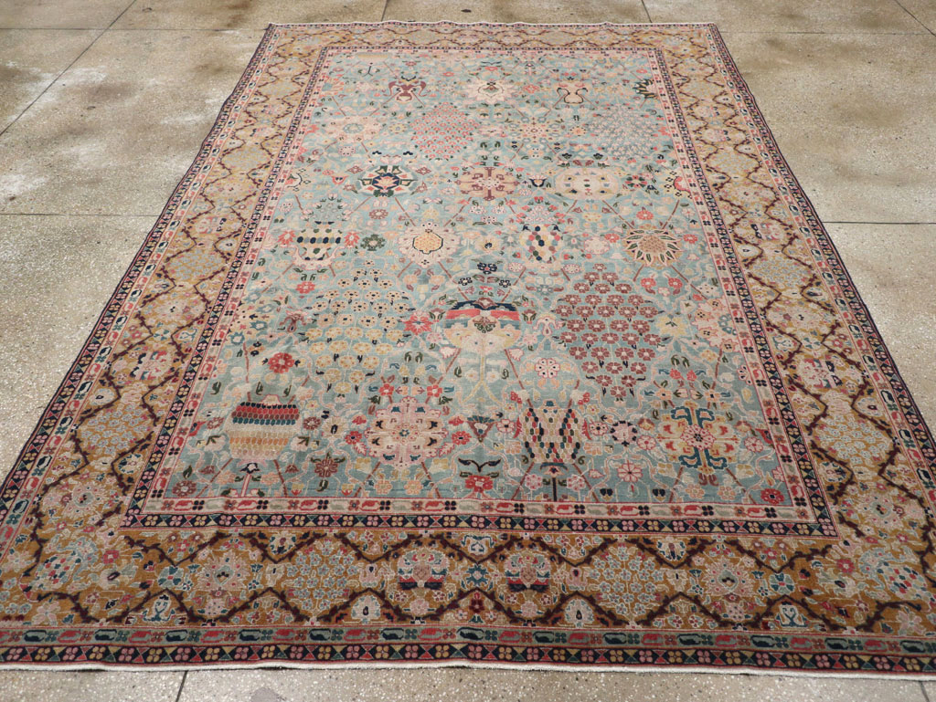 Vintage Persian Tabriz Small Room Size Carpet, No.31084 - Gss