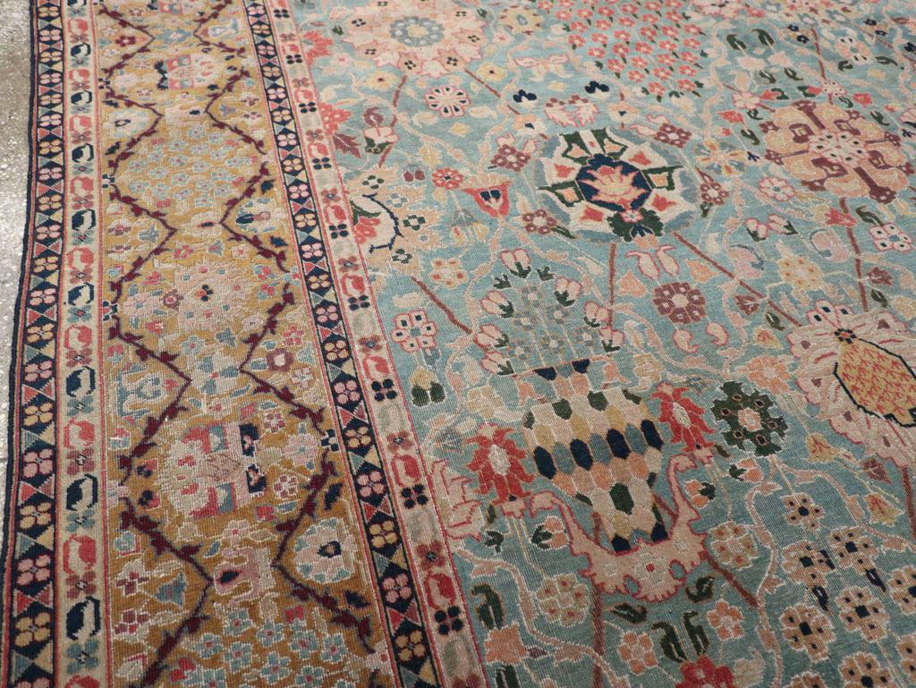 Vintage Persian Tabriz Small Room Size Carpet, No.31084 - Gss