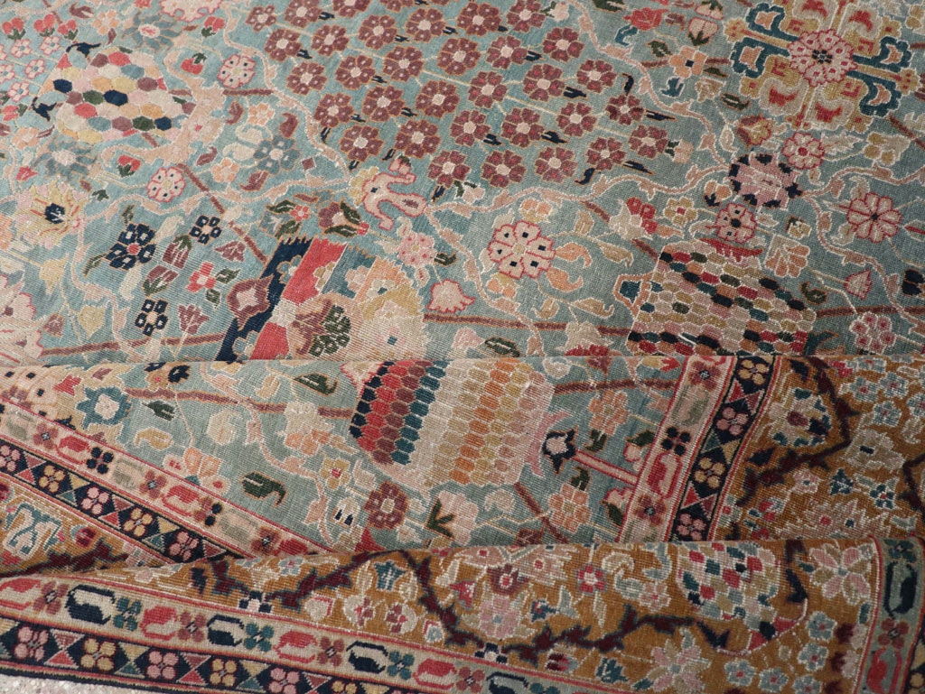 Vintage Persian Tabriz Small Room Size Carpet, No.31084 - Gss