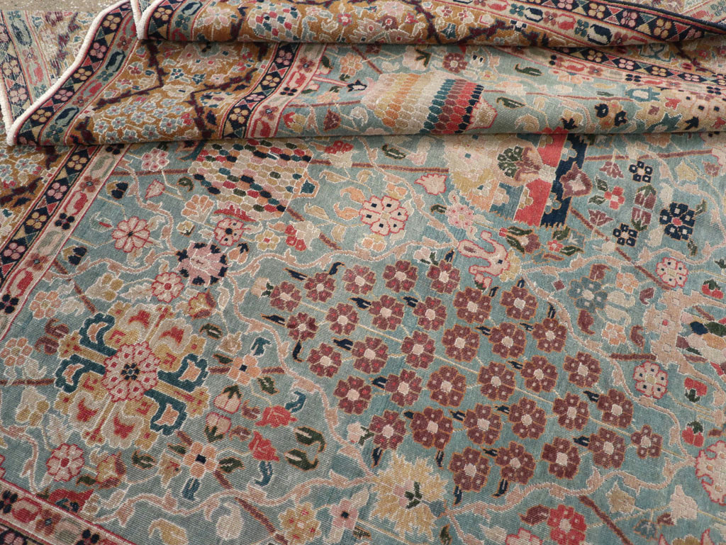 Vintage Persian Tabriz Small Room Size Carpet, No.31084 - Gss