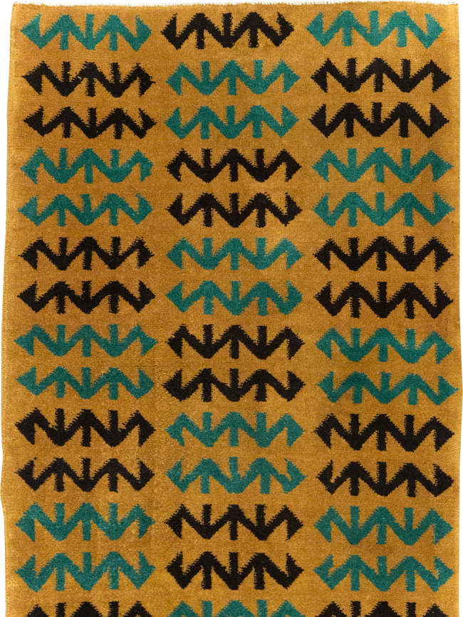 Vintage Turkish Art Deco Style Small Runner, No.31113 - Gss