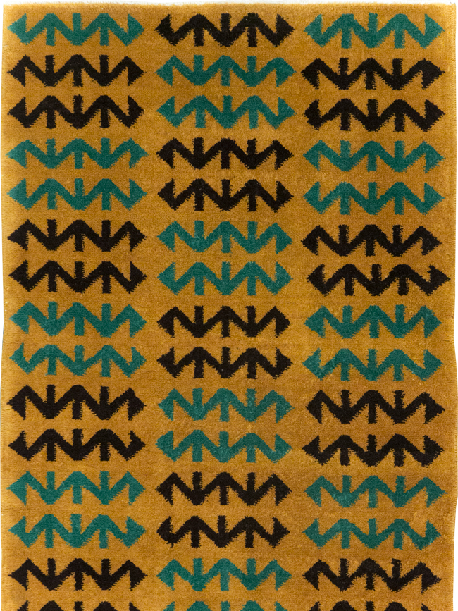 Vintage Turkish Art Deco Style Small Runner, No.31113 - Gss
