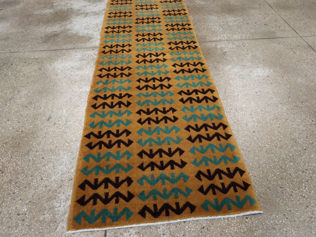 Vintage Turkish Art Deco Style Small Runner, No.31113 - Gss