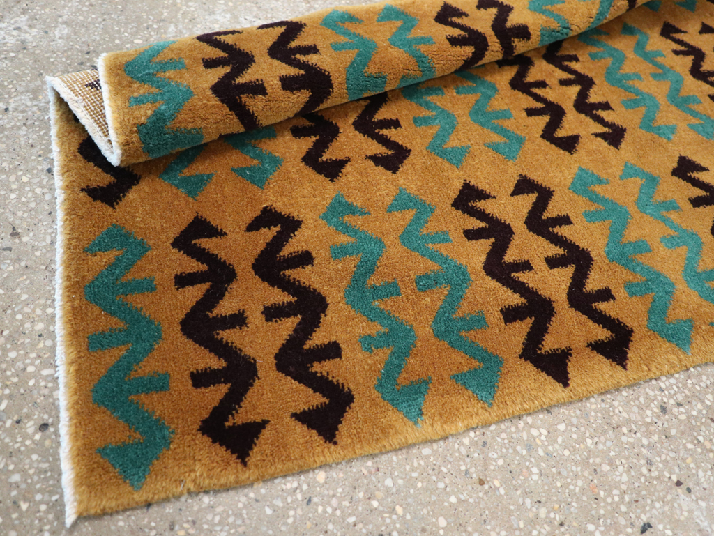 Vintage Turkish Art Deco Style Small Runner, No.31113 - Gss