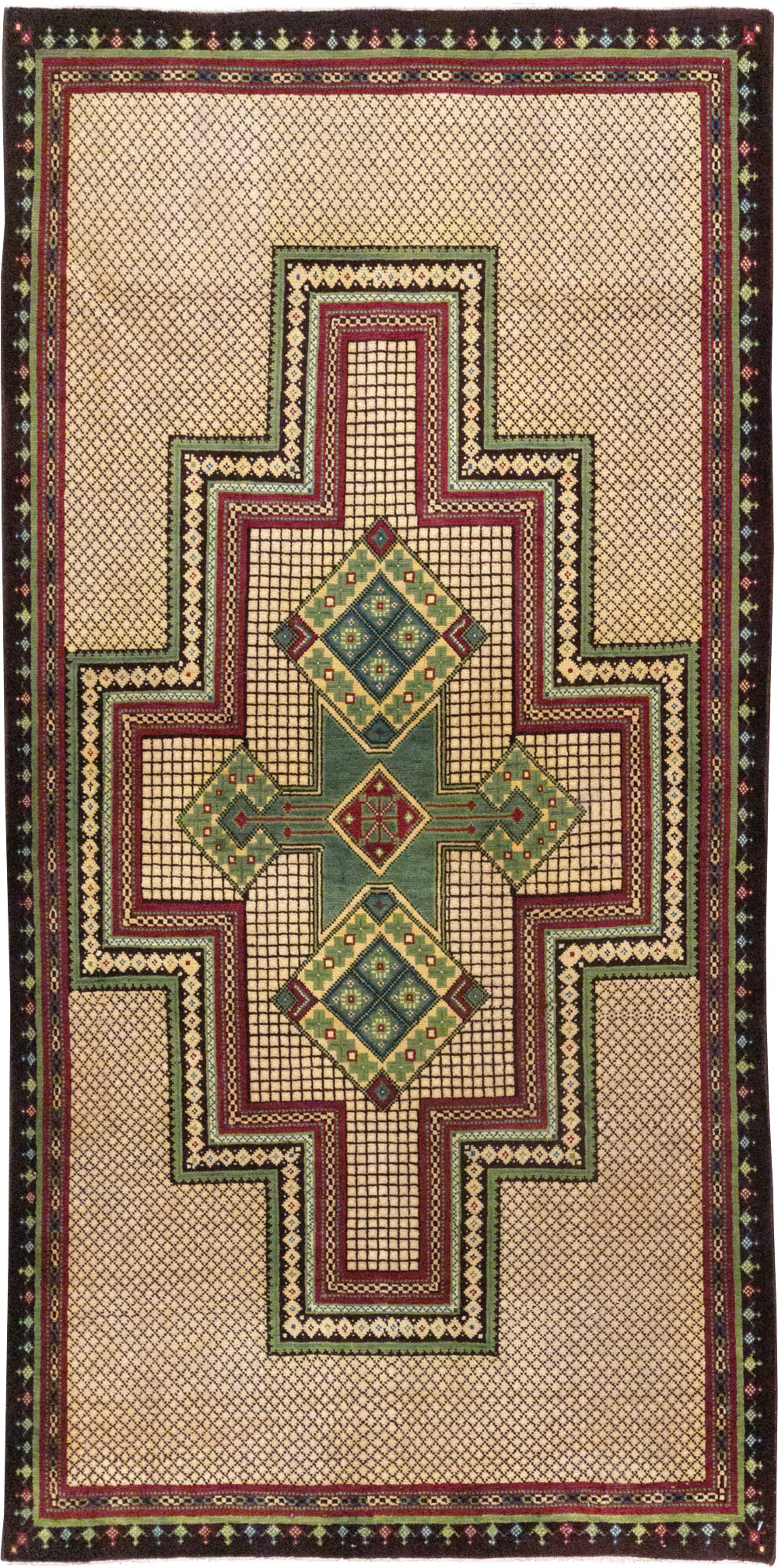 Vintage Persian Mashad Throw Rug, No.31118 - Gss