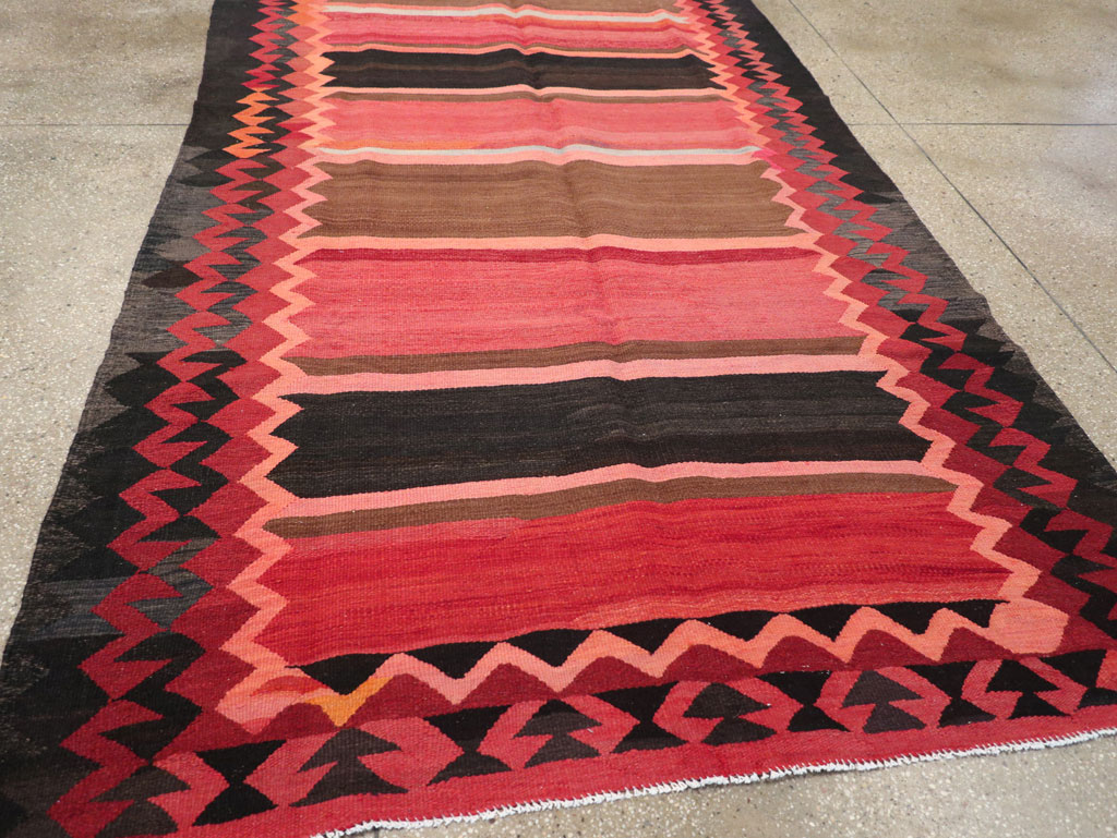 Vintage Persian Flatweave Kilim Gallery Carpet, No.31121 - Gss