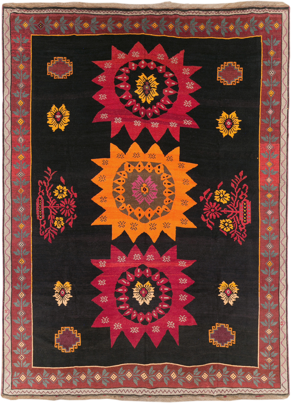 Vintage Turkish Anatolian Large Tribal Room Size Carpet, No.31139 - Gss