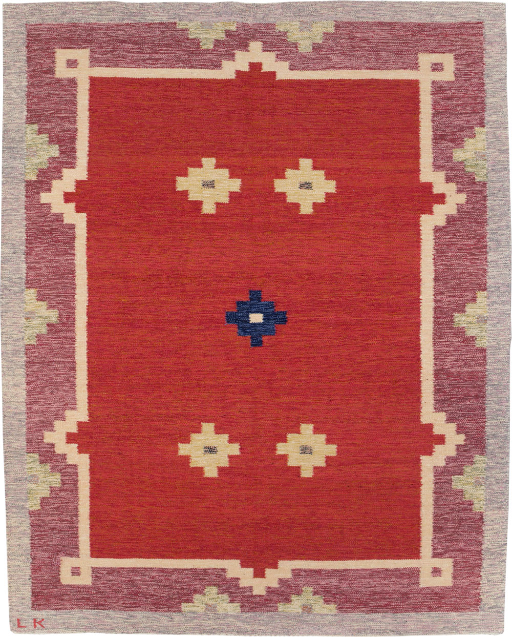 Vintage Swedish Flatweave Kilim Room Size Carpet, No.31149 - Gss