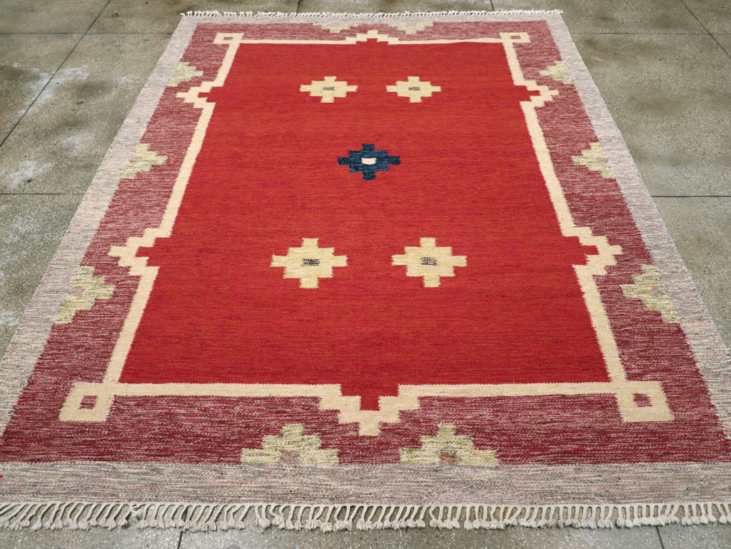 Vintage Swedish Flatweave Kilim Room Size Carpet, No.31149 - Gss