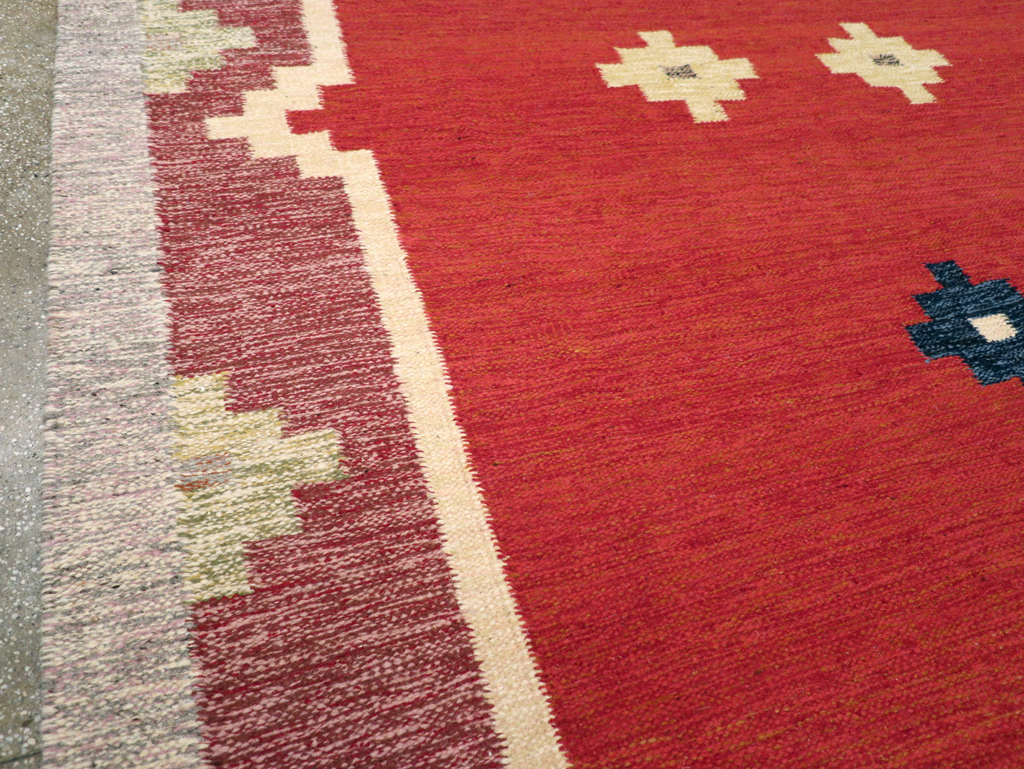 Vintage Swedish Flatweave Kilim Room Size Carpet, No.31149 - Gss