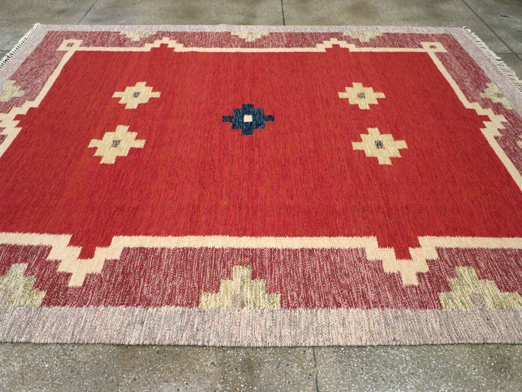 Vintage Swedish Flatweave Kilim Room Size Carpet, No.31149 - Gss