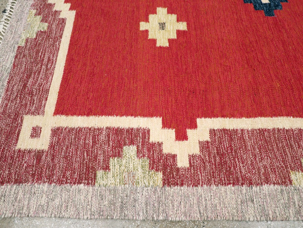 Vintage Swedish Flatweave Kilim Room Size Carpet, No.31149 - Gss