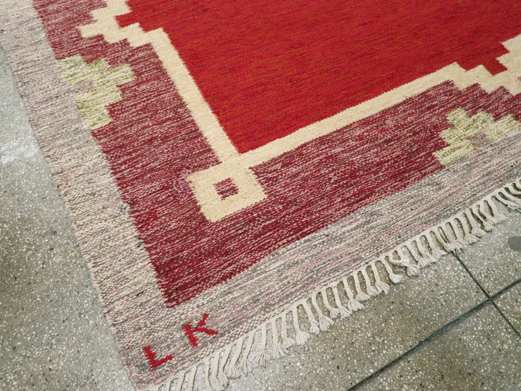 Vintage Swedish Flatweave Kilim Room Size Carpet, No.31149 - Gss