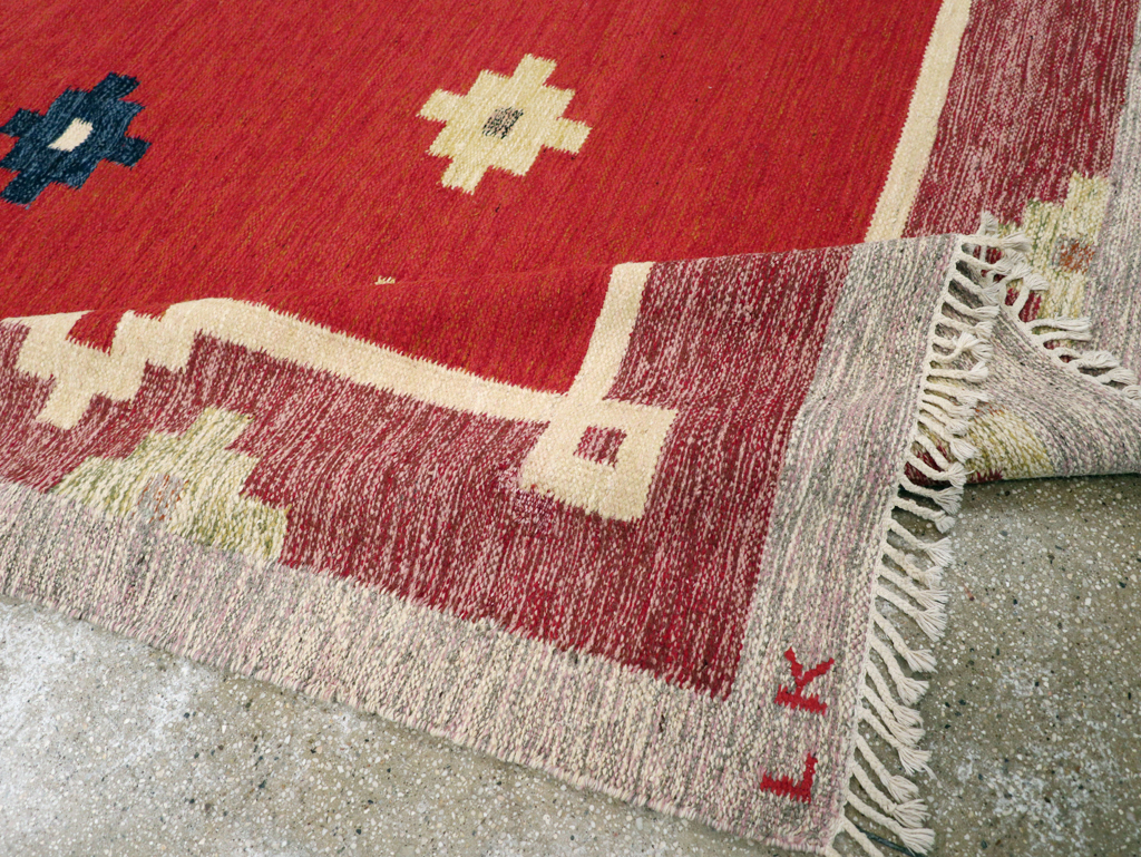 Vintage Swedish Flatweave Kilim Room Size Carpet, No.31149 - Gss