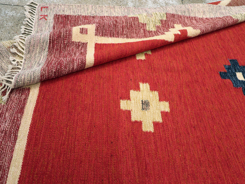 Vintage Swedish Flatweave Kilim Room Size Carpet, No.31149 - Gss