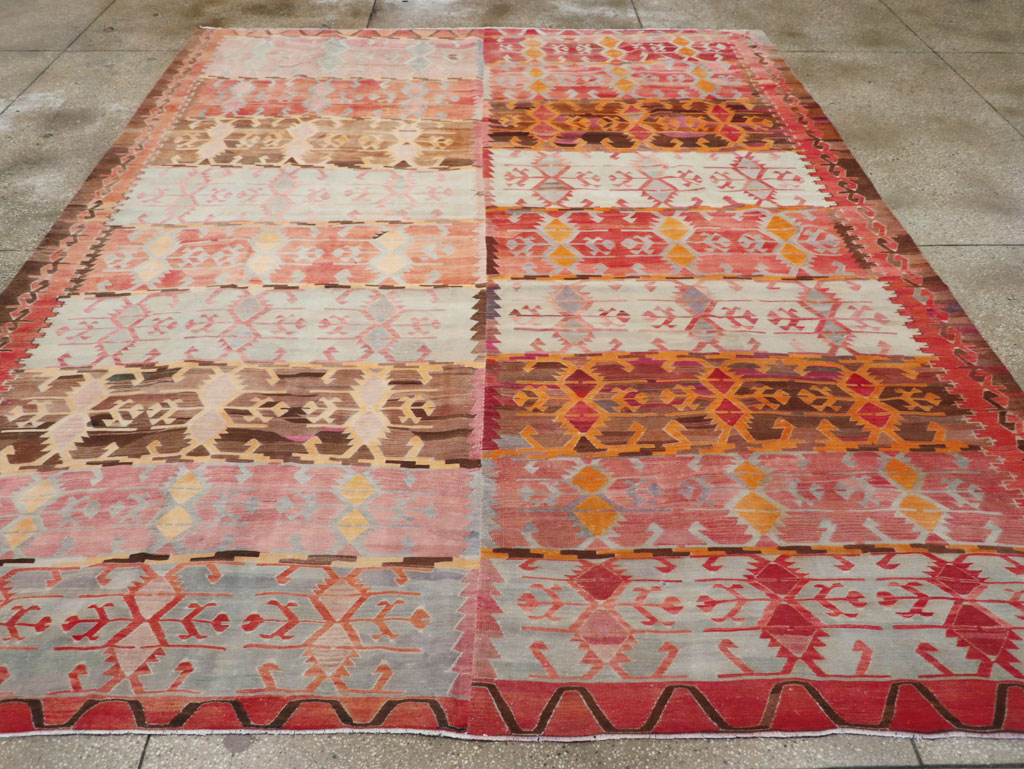 Vintage Turkish Flatweave Kilim Room Size Carpet, No.31152 - Gss