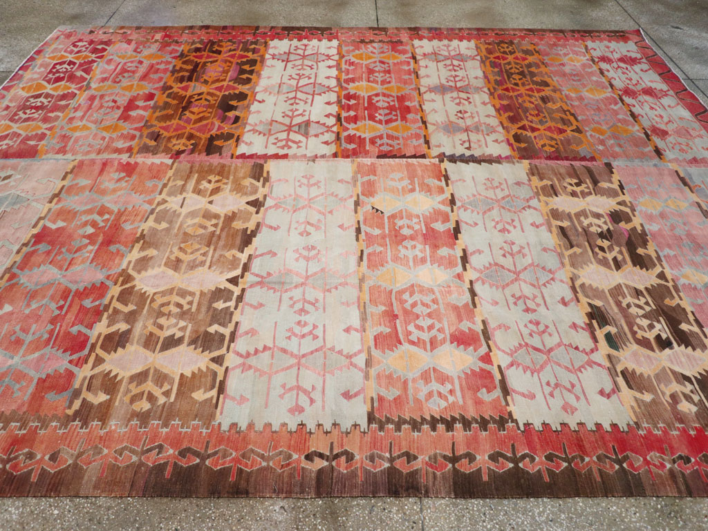 Vintage Turkish Flatweave Kilim Room Size Carpet, No.31152 - Gss