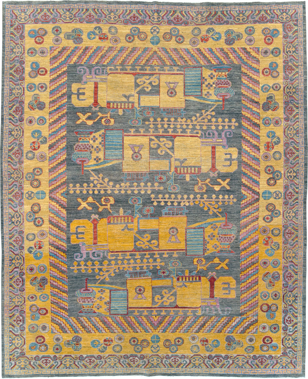 Contemporary East Turkestan Khotan Room Size Carpet, No.31158 - Gss