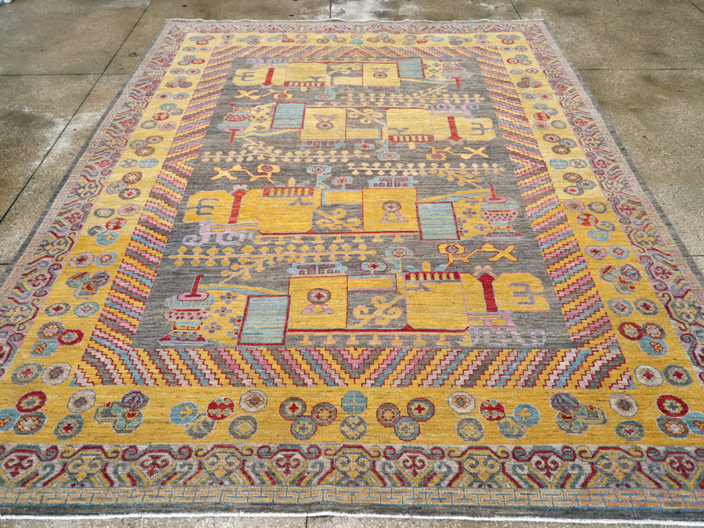 Contemporary East Turkestan Khotan Room Size Carpet, No.31158 - Gss