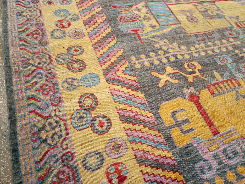 Contemporary East Turkestan Khotan Room Size Carpet, No.31158 - Gss