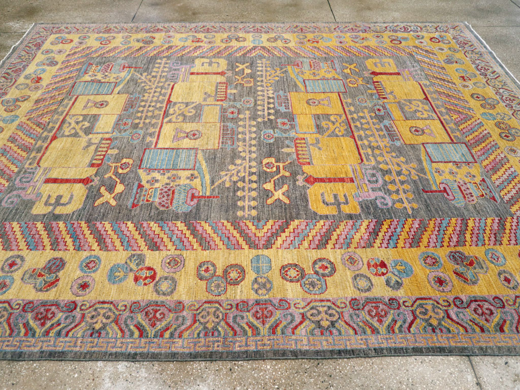 Contemporary East Turkestan Khotan Room Size Carpet, No.31158 - Gss