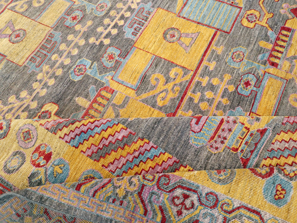 Contemporary East Turkestan Khotan Room Size Carpet, No.31158 - Gss