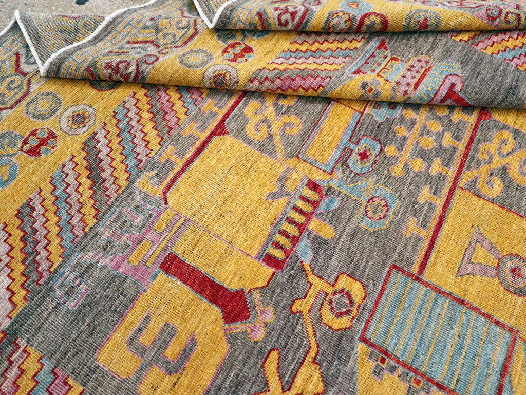 Contemporary East Turkestan Khotan Room Size Carpet, No.31158 - Gss