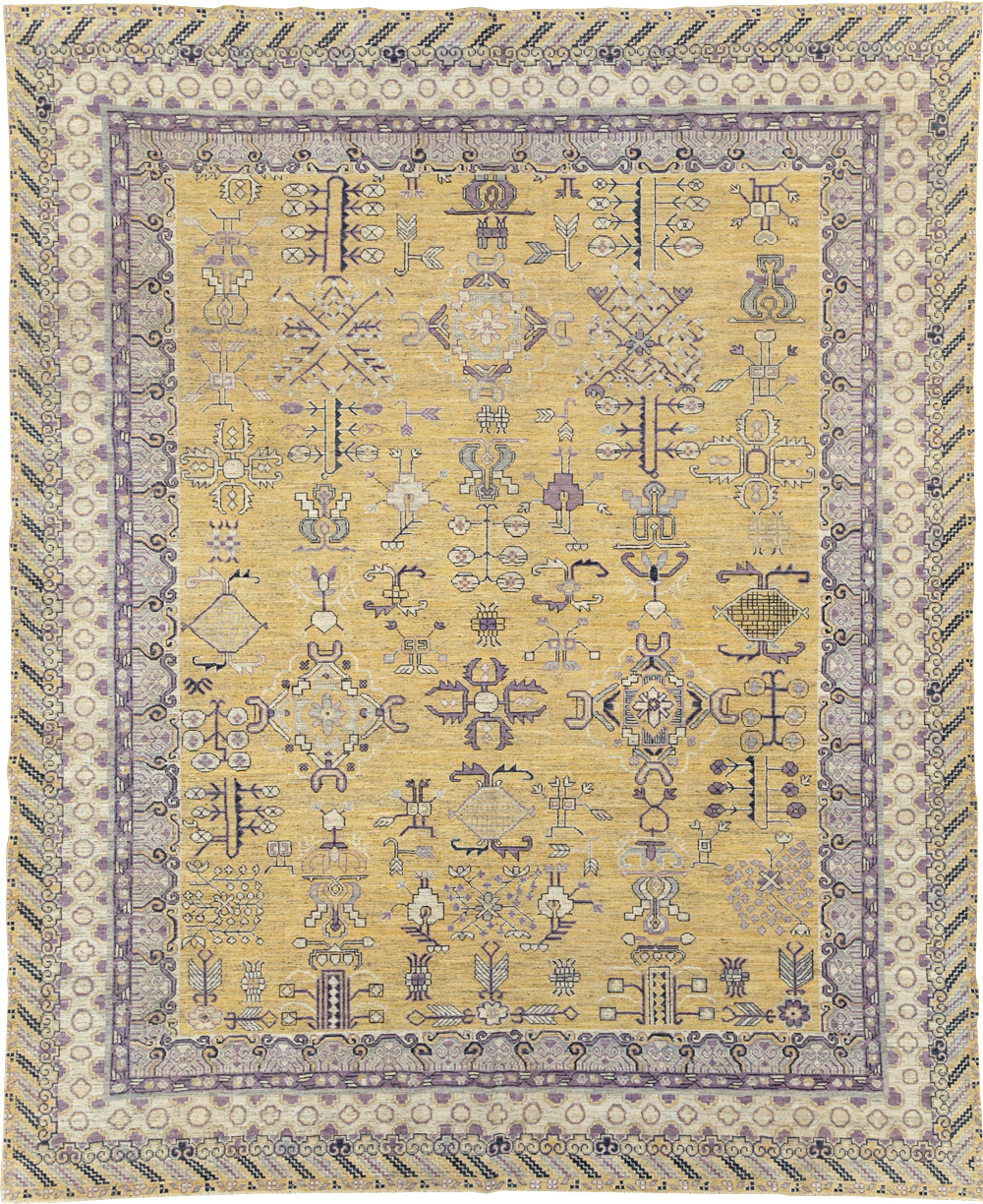 Contemporary East Turkestan Khotan Room Size Carpet, No.31159 - Gss