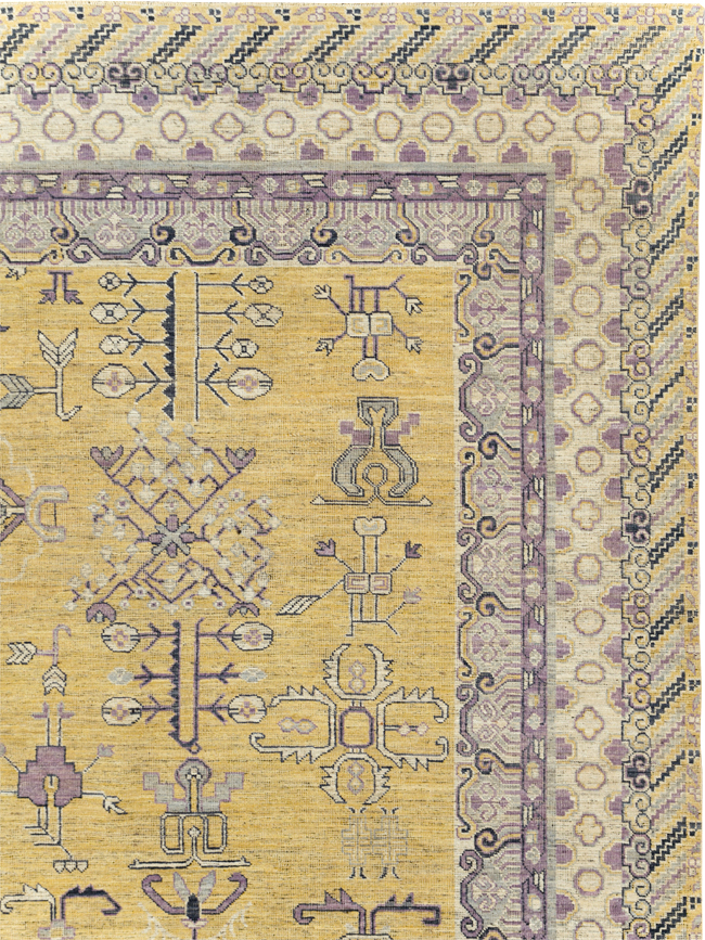 Contemporary East Turkestan Khotan Room Size Carpet, No.31159 - Gss