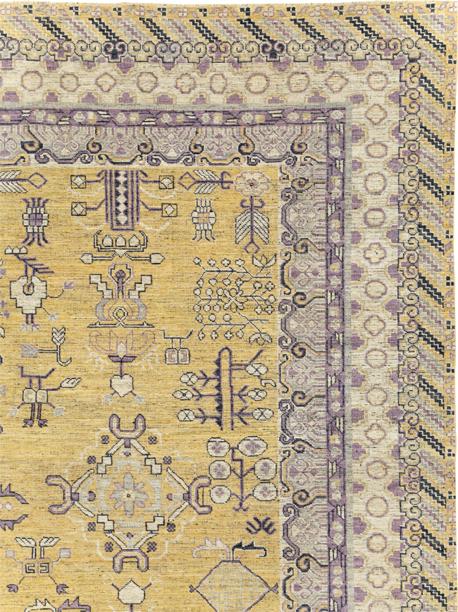 Contemporary East Turkestan Khotan Room Size Carpet, No.31159 - Gss