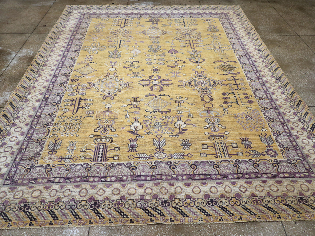 Contemporary East Turkestan Khotan Room Size Carpet, No.31159 - Gss