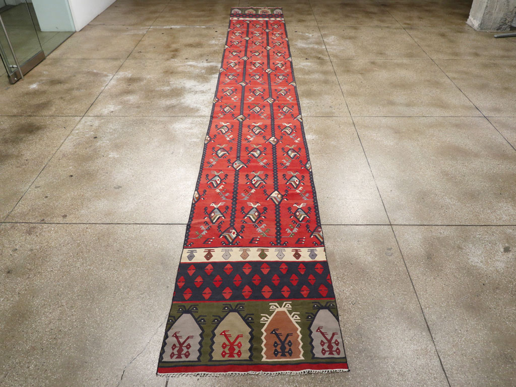 Vintage Turkish Sarkoy Kilim Long Runner, No.31169 - Gss